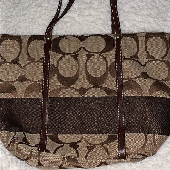 Coach Signature Brown Stripe Handbag Legacy - Picture 2 of 5